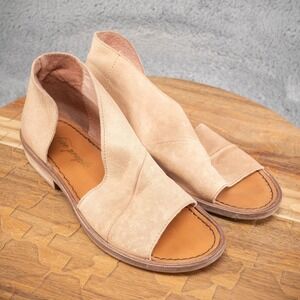 Free People Mont Blac Flat Sandal Women EU 35 US 5 Biege Leather Open Toe